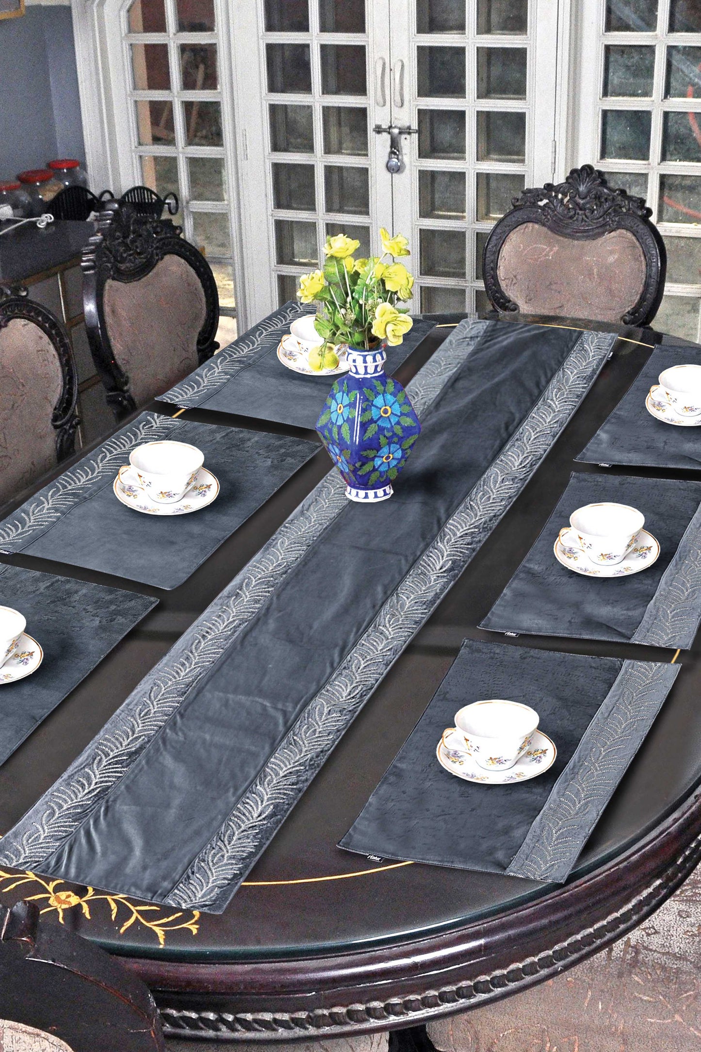 Nishat Linen - Alaska Embroidered Table Runner Set - 7 Piece