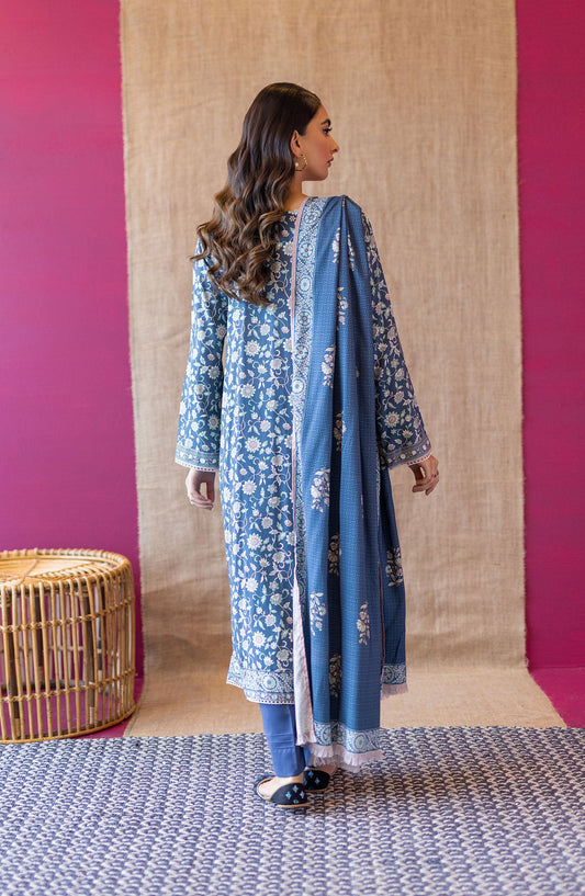Orient - Unstitched 3 Piece Printed Linen Shirt , Linen Pant and Linen Dupatta
