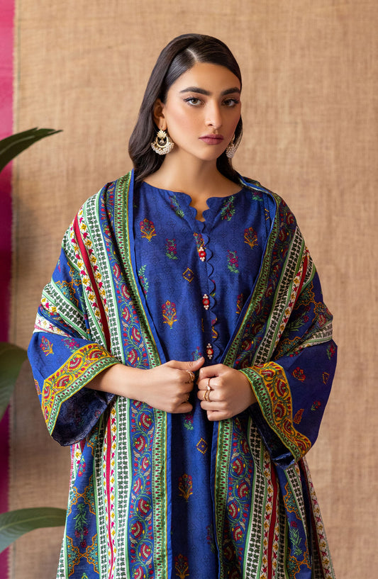 Orient - Unstitched 3 Piece Printed Khaddar Shirt , Khaddar Pant and Khaddar Dupatta