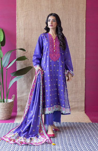 Orient - Unstitched 3 Piece Embroidered Khaddar Shirt , Khaddar Pant and Khaddar Dupatta