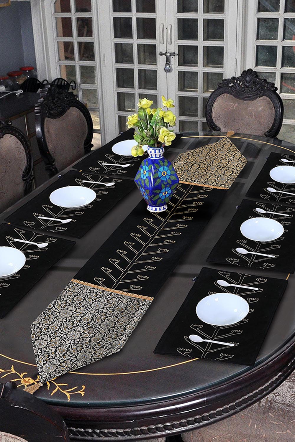 Nishat Linen - Black Forest Table Runner Set 5PC