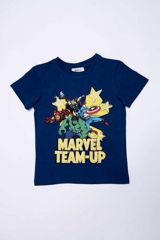 BTW - PRINTED MARVEL GRAPHIC & SEQUIN T-SHIRT