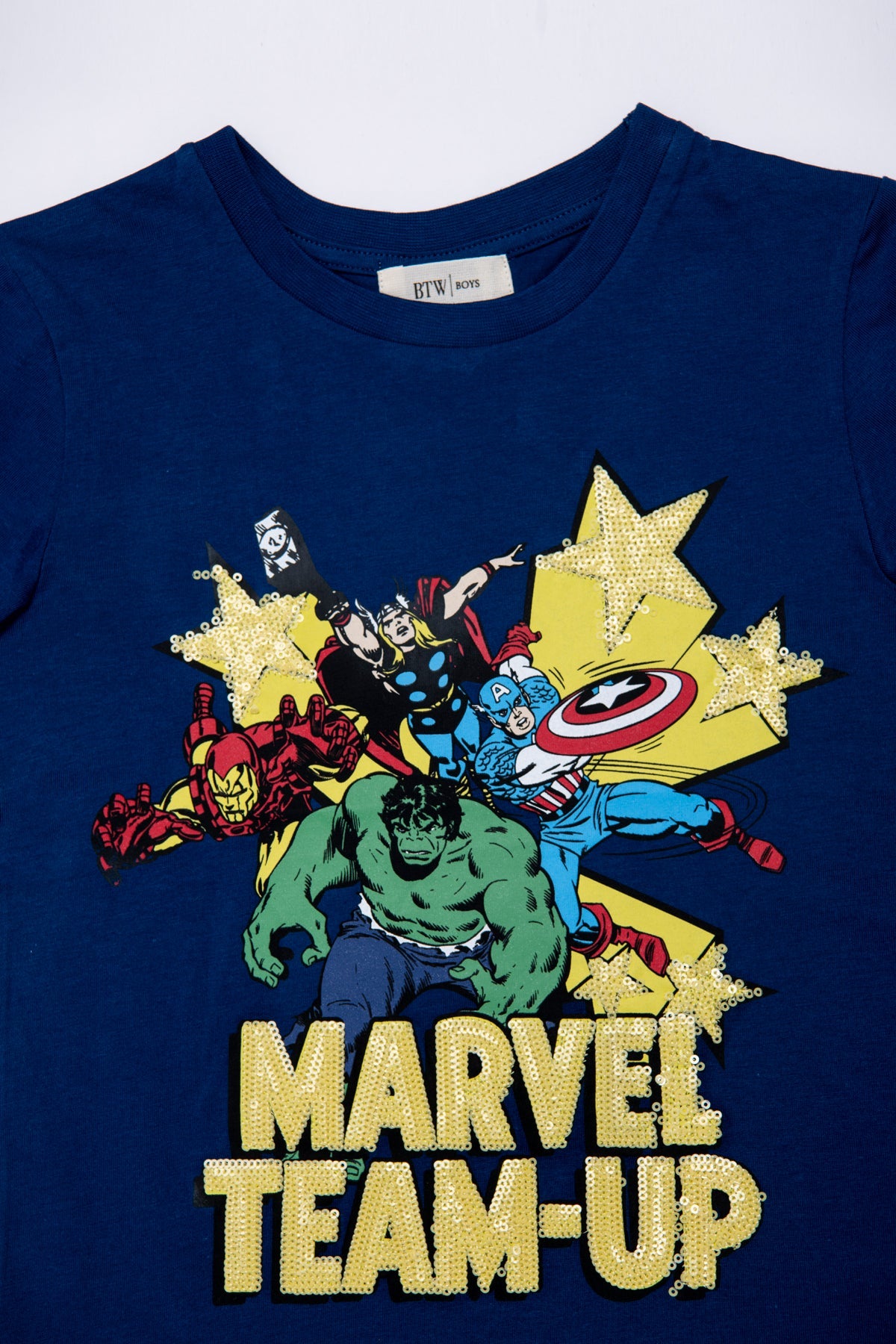 BTW - PRINTED MARVEL GRAPHIC & SEQUIN T-SHIRT