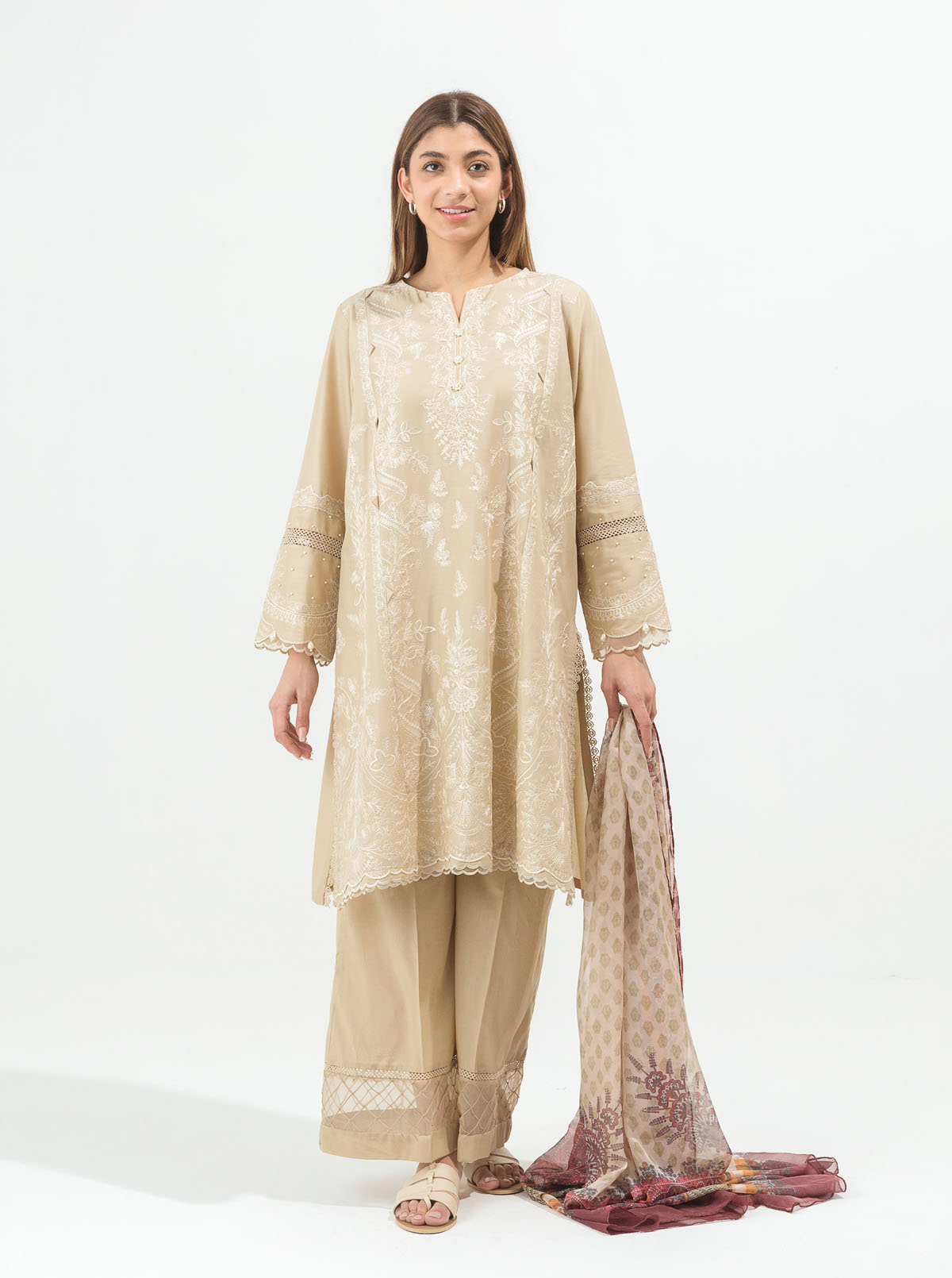 Beechtree - Beige Pearl-Embroidered-3P (UNSTITCHED)