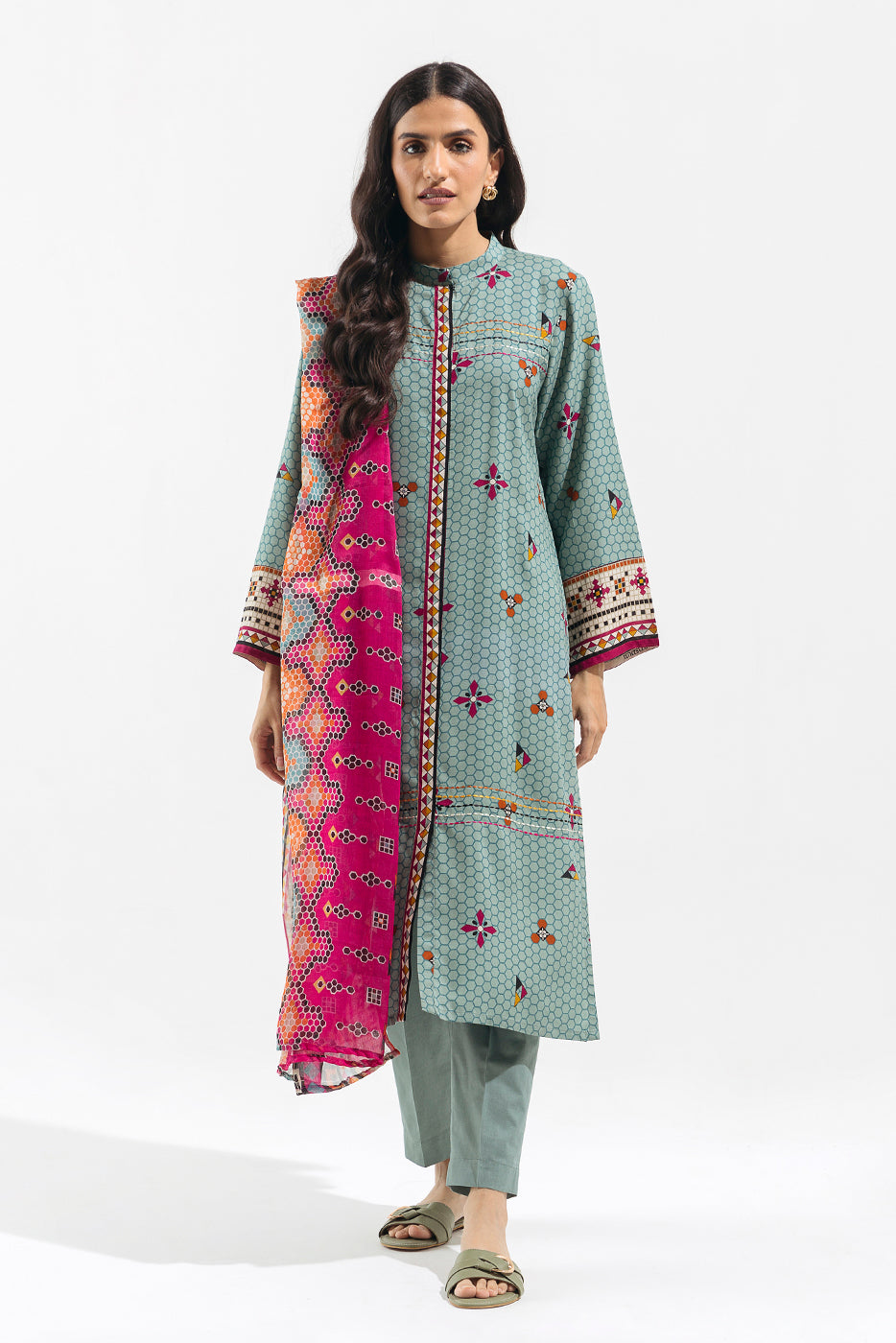 Beechtree - 3 PIECE - PRINTED  VISCOSE SUIT - AZTEC MOSAIC (UNSTITCHED)