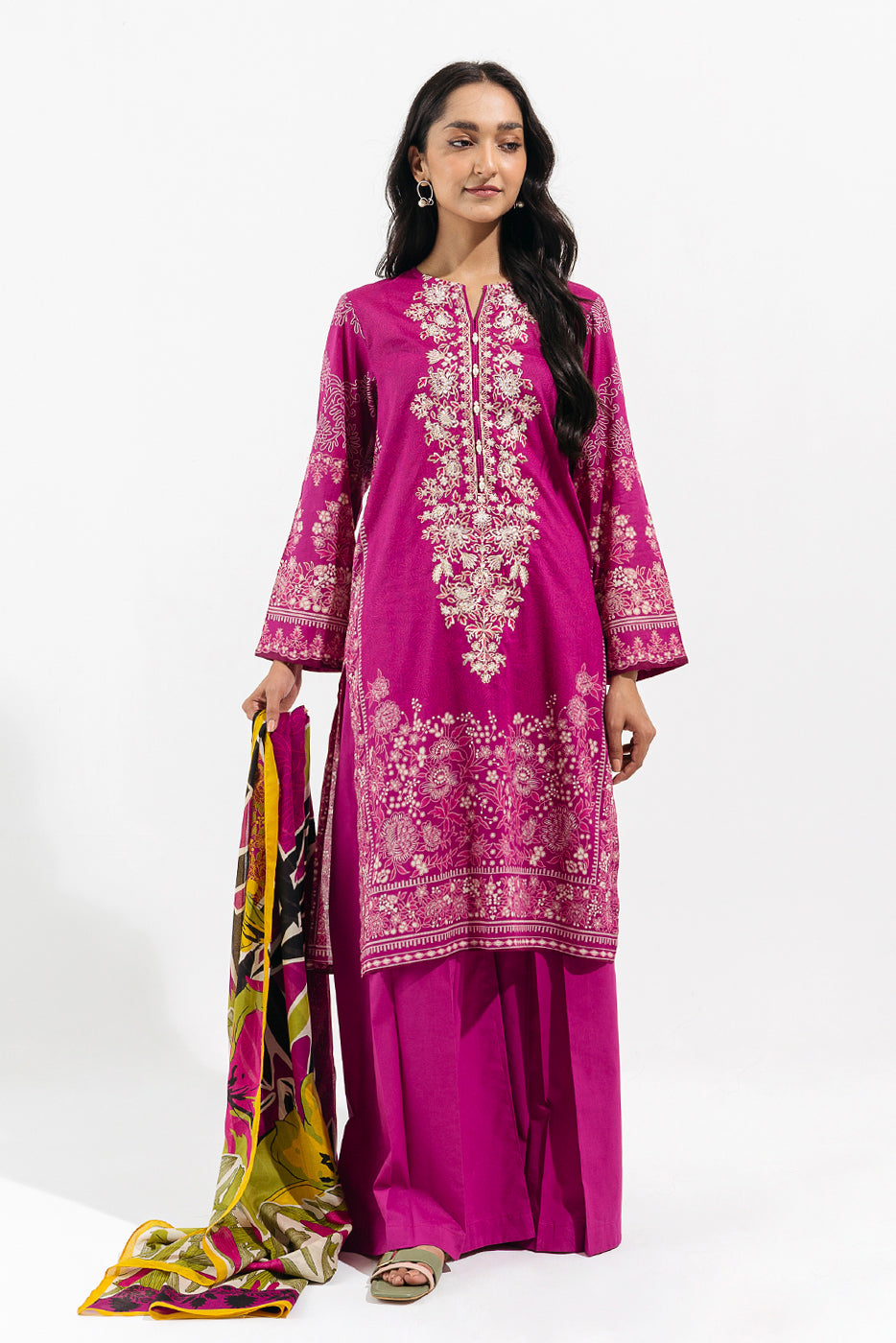 Beechtree - 2 PIECE - EMBROIDERED LAWN SUIT - MONOCHROMATIC MAGENTA