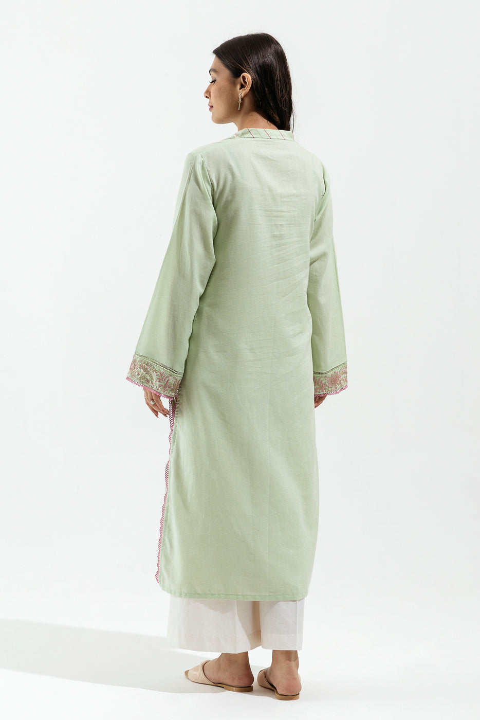 Beechtree - 1 PIECE - EMBROIDERED LAWN SHIRT - PISTACHIO LOTUS