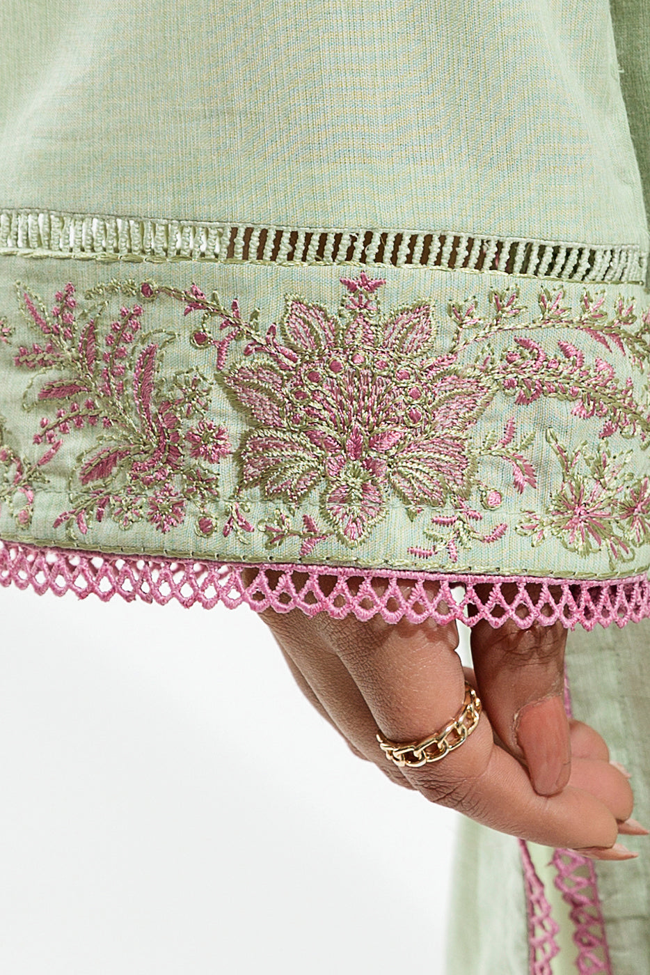 Beechtree - 1 PIECE - EMBROIDERED LAWN SHIRT - PISTACHIO LOTUS