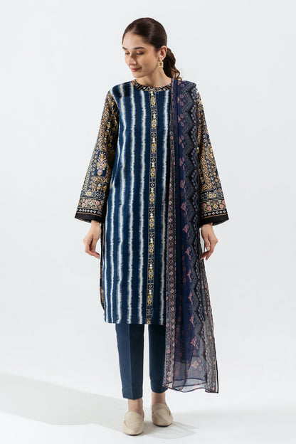 Beechtree - 2 PIECE - PRINTED KHADDAR SUIT - INKY BLUE