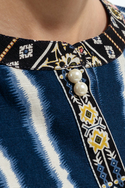 Beechtree - 2 PIECE - PRINTED KHADDAR SUIT - INKY BLUE