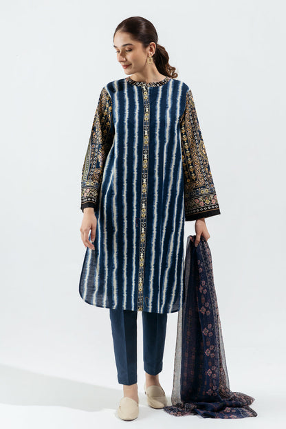 Beechtree - 2 PIECE - PRINTED KHADDAR SUIT - INKY BLUE