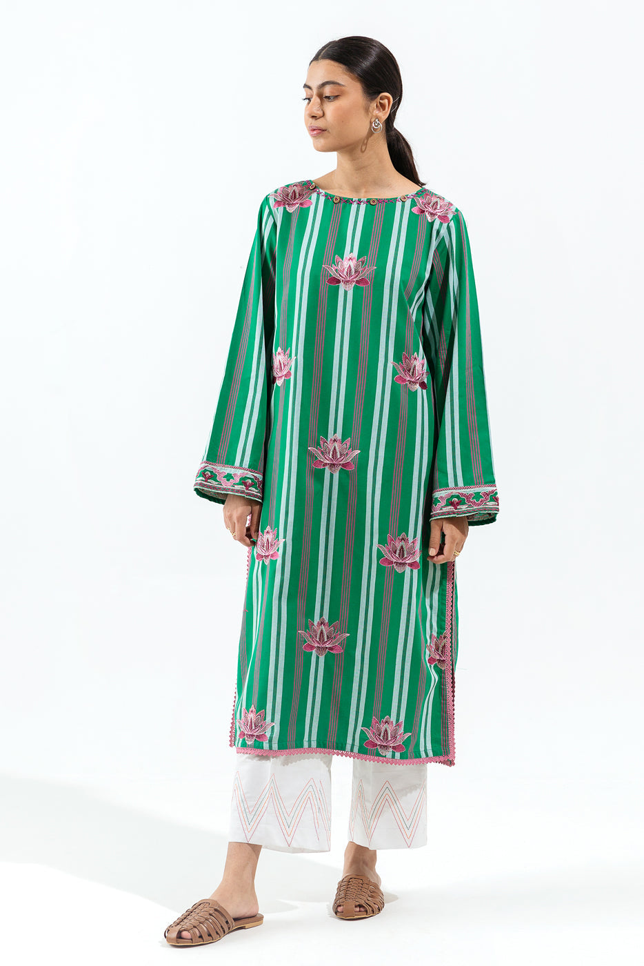 Beechtree - 1 PIECE - EMBROIDERED YARN DYED SHIRT - BLOOMING DESIRE