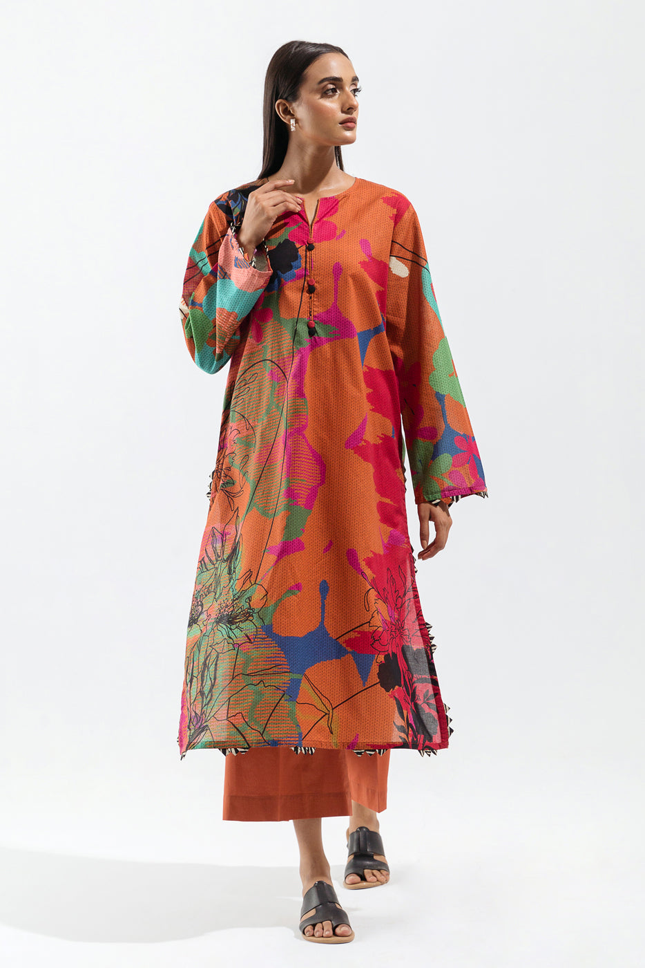 Beechtree - 1 PIECE - PRINTED CAMBRIC SHIRT - CROCHET JOY (UNSTITCHED)