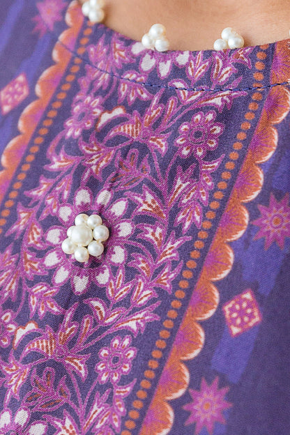 Beechtree - 1 PIECE - PRINTED CAMBRIC SHIRT - DEEP WISTERIA (UNSTITCHED)