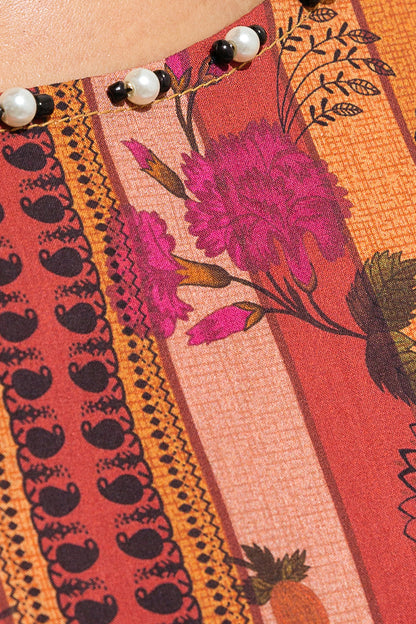 Beechtree - 1 PIECE - PRINTED CAMBRIC SHIRT - ROSEATE MUSE (UNSTITCHED)