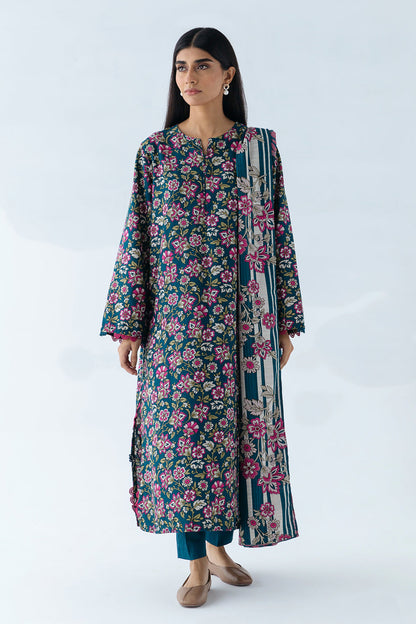 Beechtree - 2 PIECE - PRINTED KHADDAR SUIT - BERYL BLOOM (UNSTITCHED)