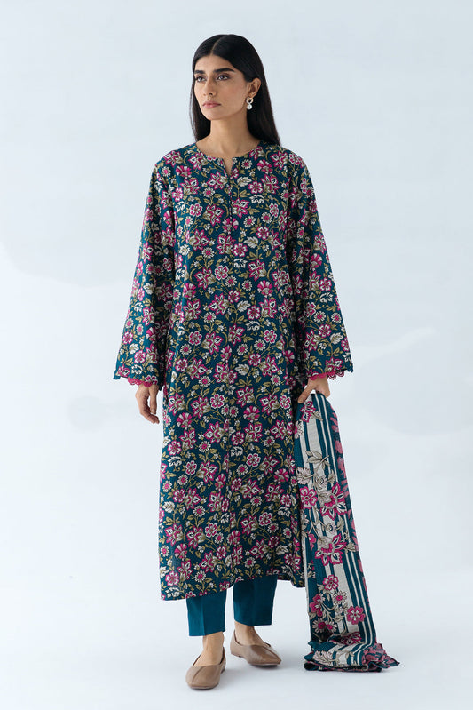 Beechtree - 2 PIECE - PRINTED KHADDAR SUIT - BERYL BLOOM (UNSTITCHED)