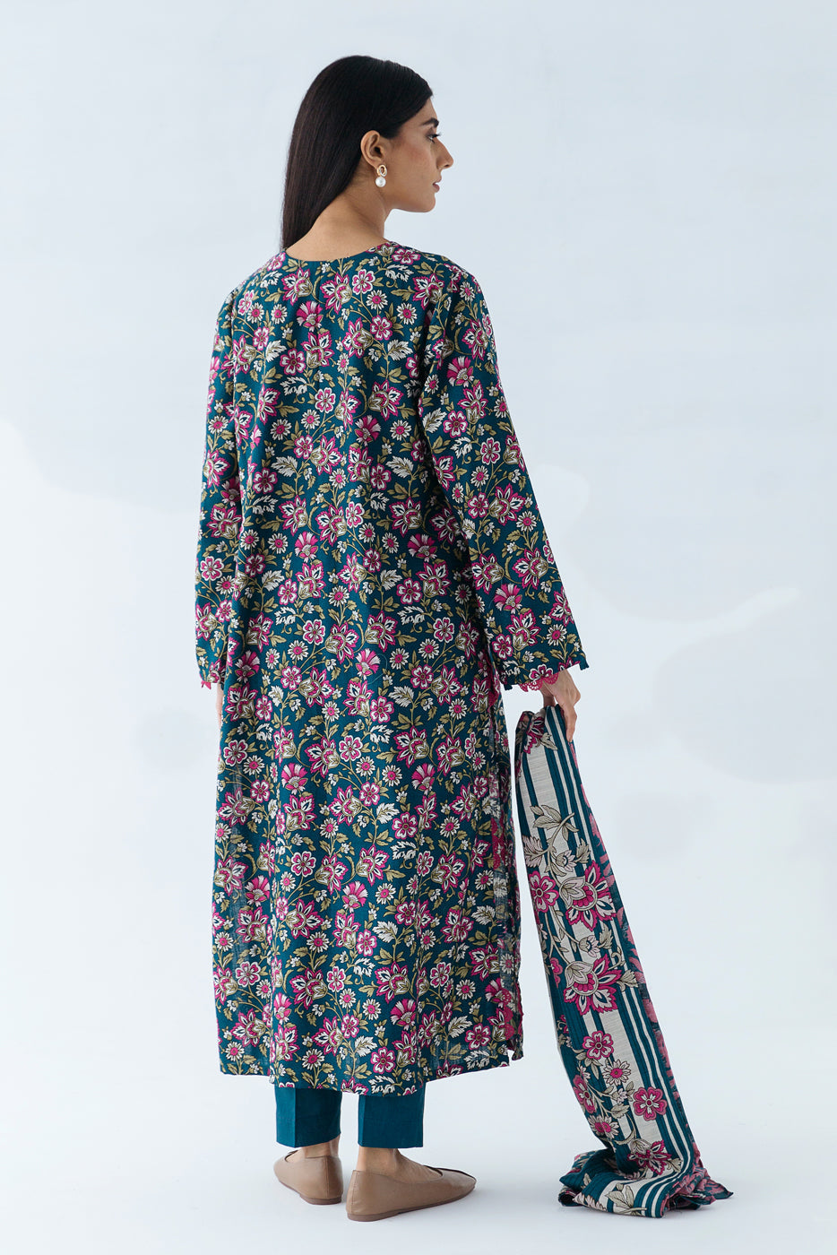 Beechtree - 2 PIECE - PRINTED KHADDAR SUIT - BERYL BLOOM (UNSTITCHED)