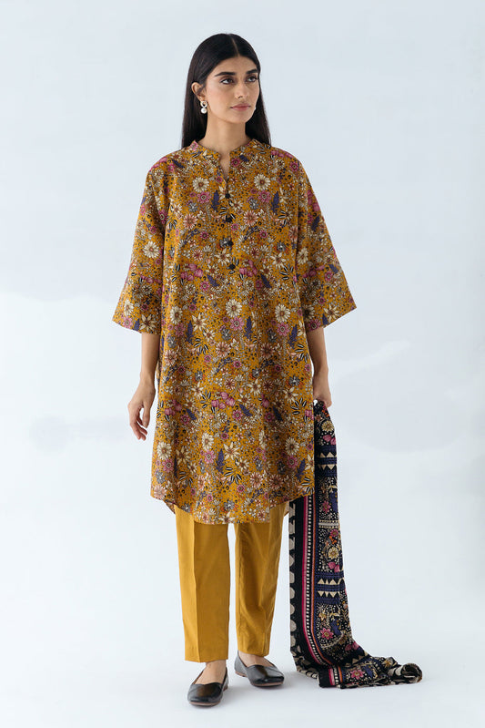 Beechtree - 2 PIECE - PRINTED KHADDAR SUIT - AMBER GLOW (UNSTITCHED)