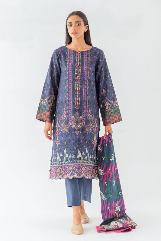 Beechtree - 3 PIECE - PRINTED KHADDAR SUIT - MIDNIGHT CHARM (UNSTITCHED)