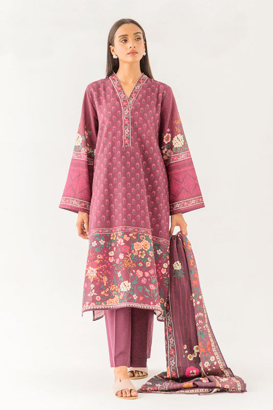 Beechtree - 3 PIECE - PRINTED KHADDAR SUIT - VIVACIOUS BLOOM (UNSTITCHED)