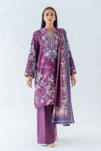 Beechtree - 3 PIECE - EMBROIDERED KHADDAR SUIT - PURPLE CHARISMA (UNSTITCHED)