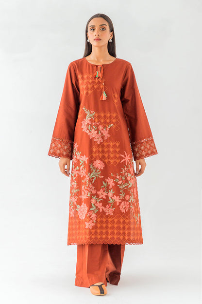 Beechtree - 2 PIECE - EMBROIDERED CAMBRIC SUIT - SCARLET SAGE (UNSTITCHED)