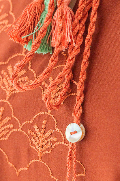 Beechtree - 2 PIECE - EMBROIDERED CAMBRIC SUIT - SCARLET SAGE (UNSTITCHED)