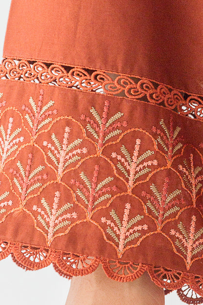 Beechtree - 2 PIECE - EMBROIDERED CAMBRIC SUIT - SCARLET SAGE (UNSTITCHED)