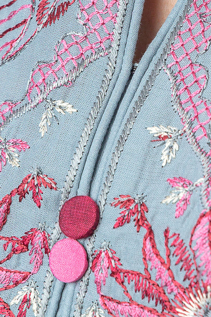 Beechtree - 3 PIECE - EMBROIDERED CAMBRIC SUIT WITH WOVEN SHAWL - DIVINITY DREAM (UNSTITCHED)