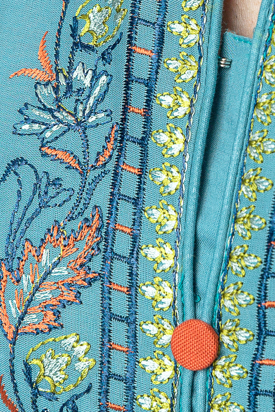 Beechtree - 3 PIECE - EMBROIDERED CAMBRIC SUIT WITH WOVEN SHAWL - BALMY BLUE (UNSTITCHED)