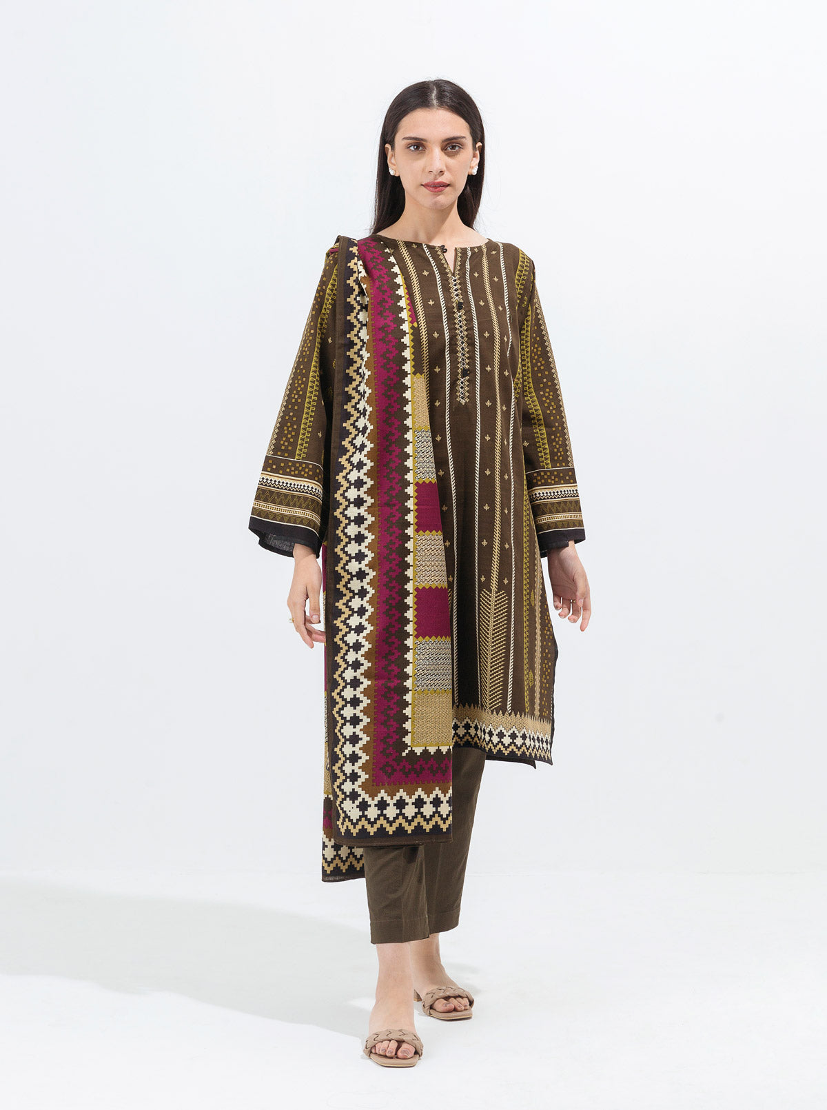 Beechtree - Cedar Brown-Printed-2P (UNSTITCHED)