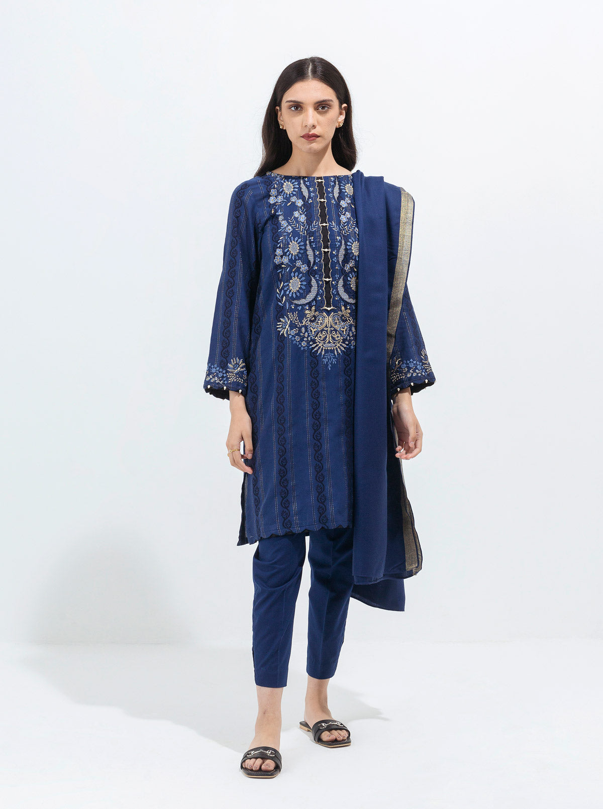 Beechtree - Azur Glow-Embroidered With Shawl-3P (UNSTITCHED)