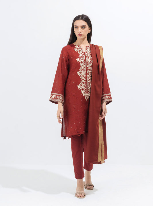 Beechtree - Celosia Bloom-Embroidered With Shawl-3P (UNSTITCHED)