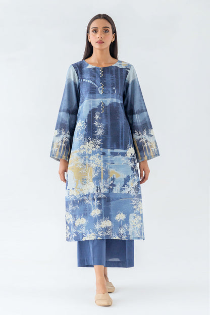 Beechtree - 1 PIECE - PRINTED KHADDAR SHIRT - AZURE MIRAGE (UNSTITCHED)