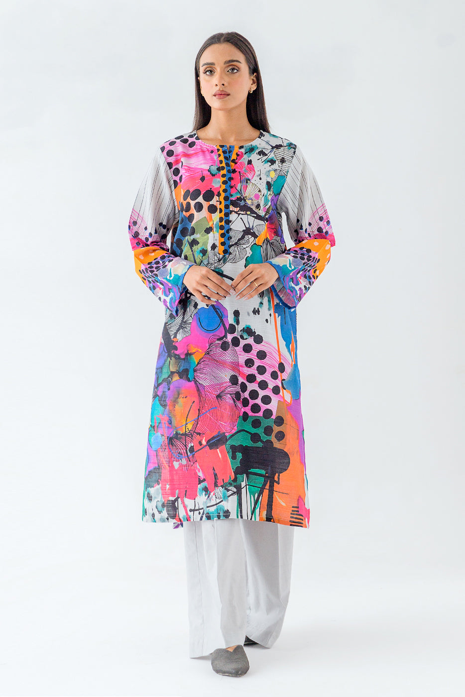 Beechtree - 1 PIECE - PRINTED KHADDAR SHIRT - PRISMATIC JOY (UNSTITCHED)