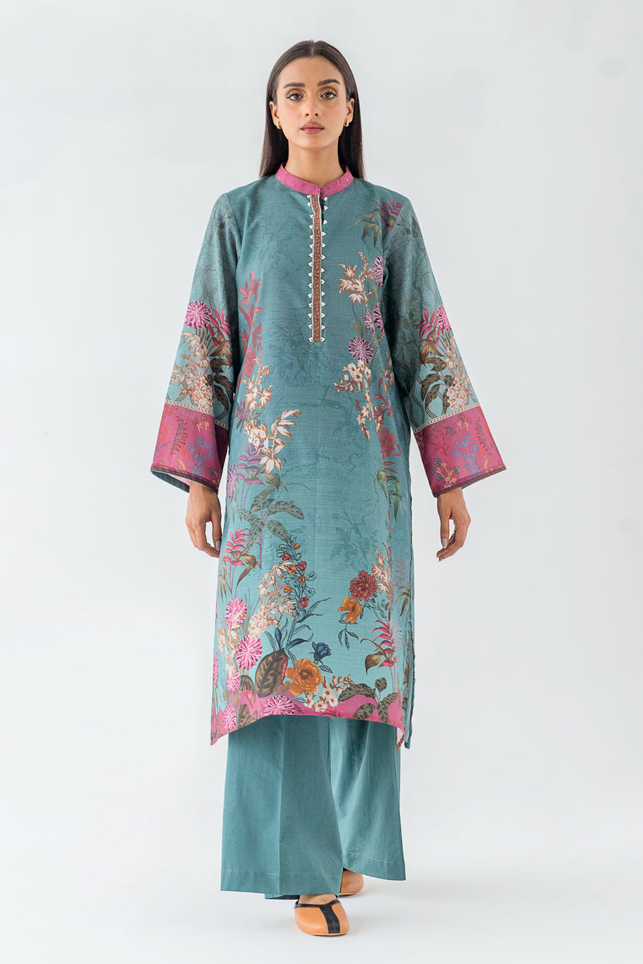 Beechtree - 1 PIECE - PRINTED KHADDAR SHIRT - FROSTY PATIO (UNSTITCHED)