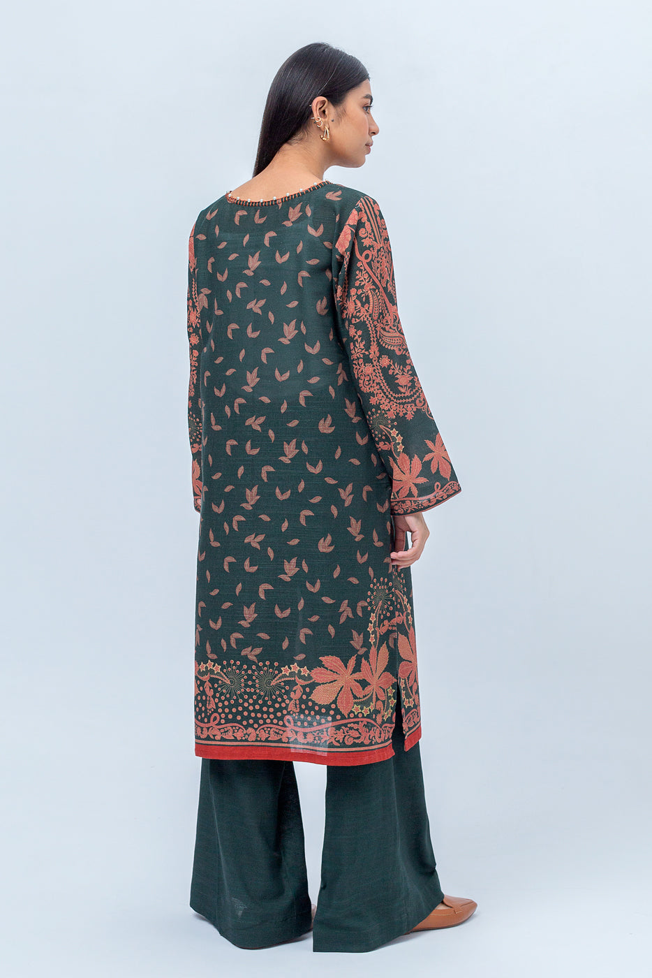 Beechtree - 2 PIECE - PRINTED KHADDAR SUIT - NOSTALGIA EMERALD (UNSTITCHED)