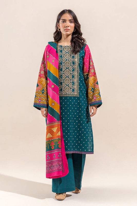 Beechtree - 3 PIECE - EMBROIDERED  KHADDAR SUIT - FESTIVE GLOW (UNSTITCHED)