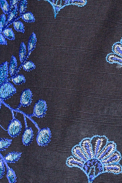 Beechtree - 3 PIECE - EMBROIDERED KHADDAR SUIT WITH PRINTED SHAWL - WONDROUS BLACK (UNSTITCHED)