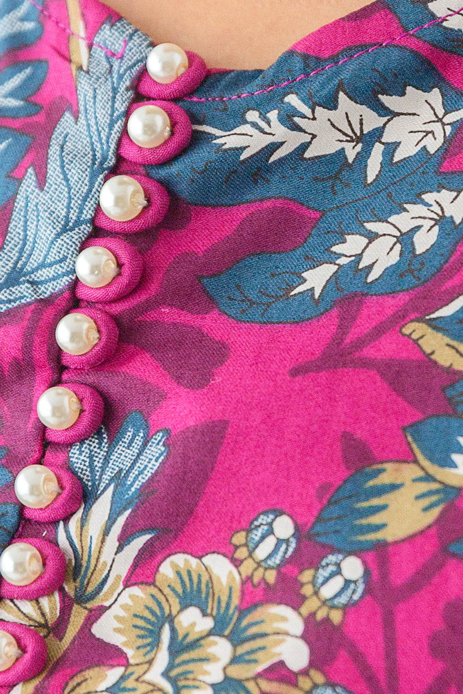 Beechtree - 3 PIECE - PRINTED COTTON SATIN SUIT WITH PRINTED SHAWL - MAGENTA VEIL (UNSTITCHED)