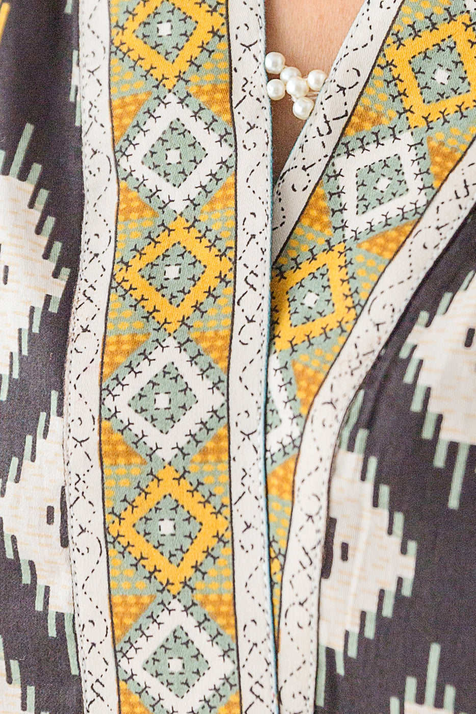 Beechtree - 3 PIECE - PRINTED COTTON SATIN SUIT WITH PRINTED SHAWL - EXUBERANT IKAT (UNSTITCHED)