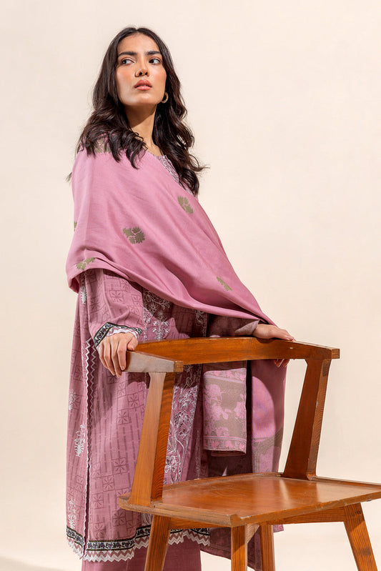 Beechtree - 3 PIECE - EMBROIDERED  KHADDAR SUIT - BLOSSOM BLUSH (UNSTITCHED)