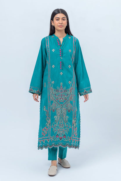 Beechtree - 2 PIECE - EMBROIDERED KHADDAR SUIT - VIRIDIAN TEAL (UNSTITCHED)