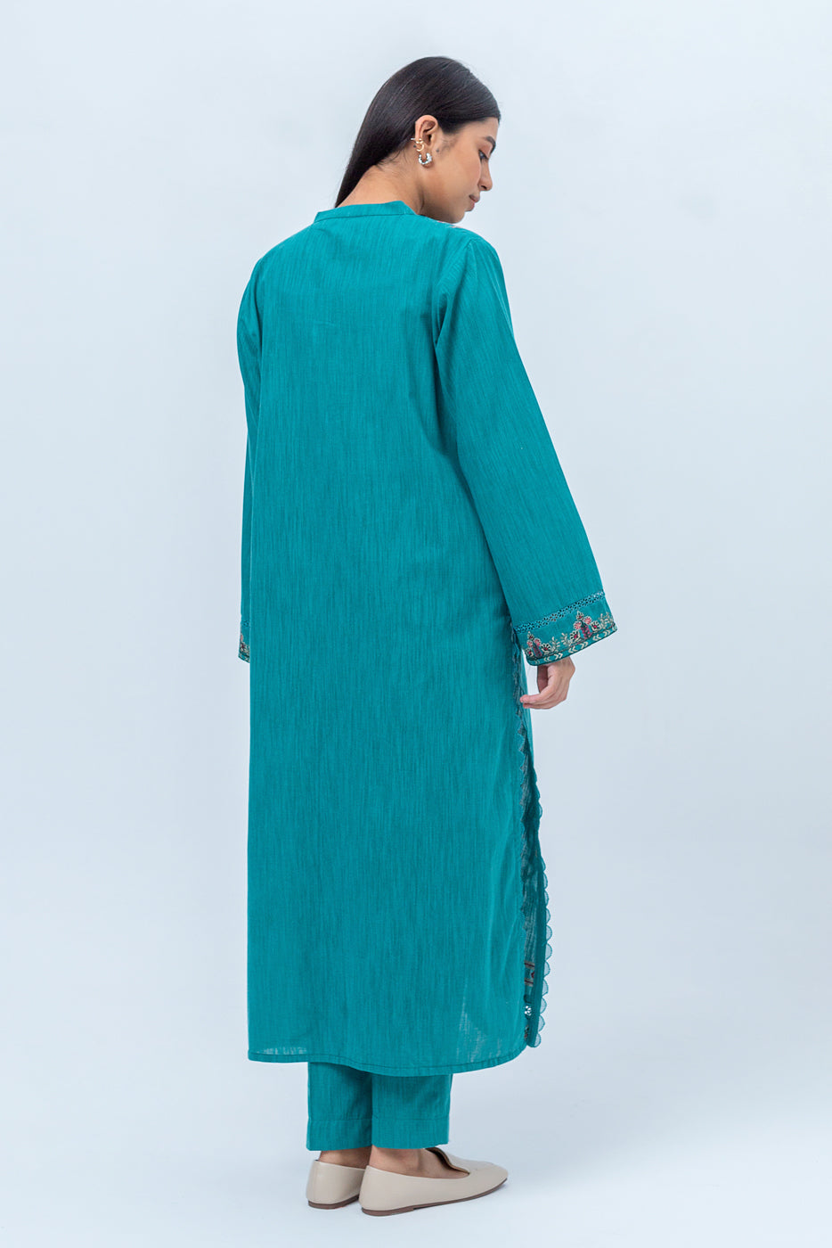 Beechtree - 2 PIECE - EMBROIDERED KHADDAR SUIT - VIRIDIAN TEAL (UNSTITCHED)