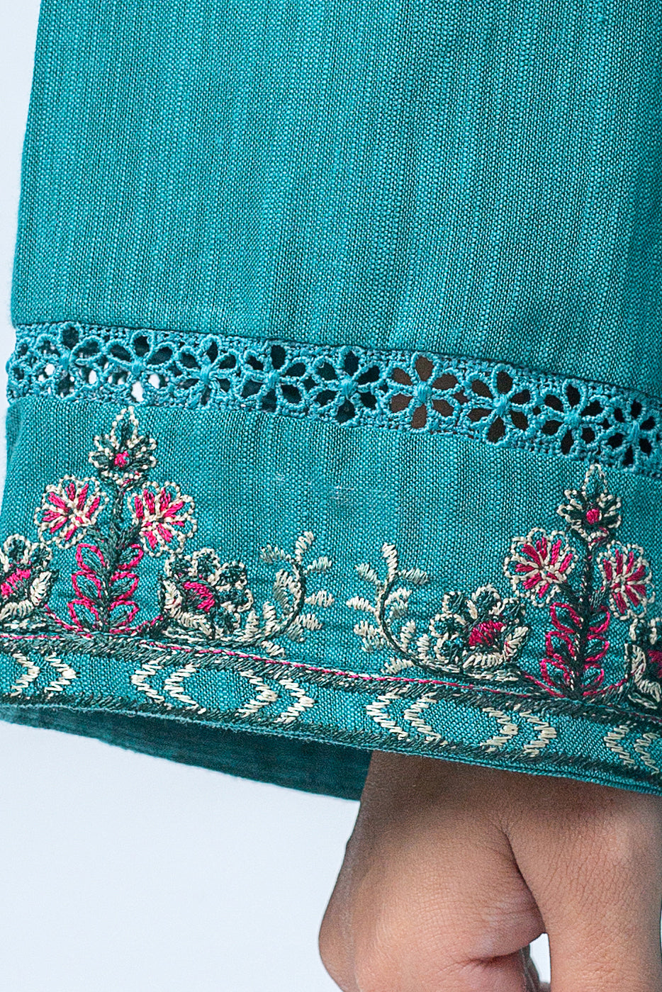 Beechtree - 2 PIECE - EMBROIDERED KHADDAR SUIT - VIRIDIAN TEAL (UNSTITCHED)