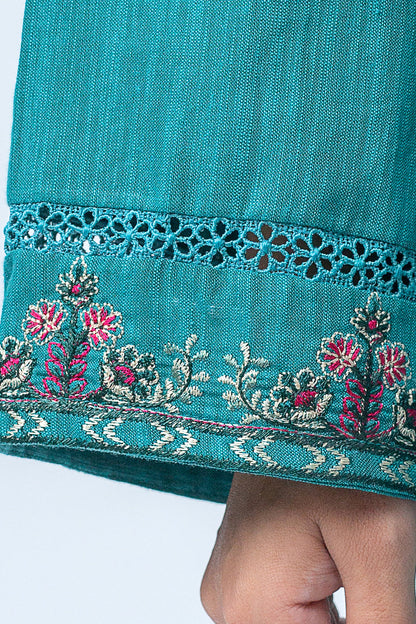 Beechtree - 2 PIECE - EMBROIDERED KHADDAR SUIT - VIRIDIAN TEAL (UNSTITCHED)