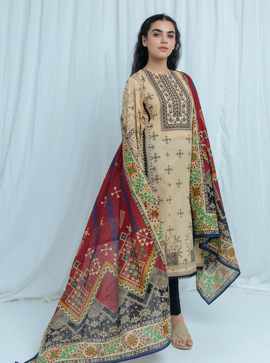 Beechtree - Delicate Beige-Printed-2 Pc (UNSTITCHED)