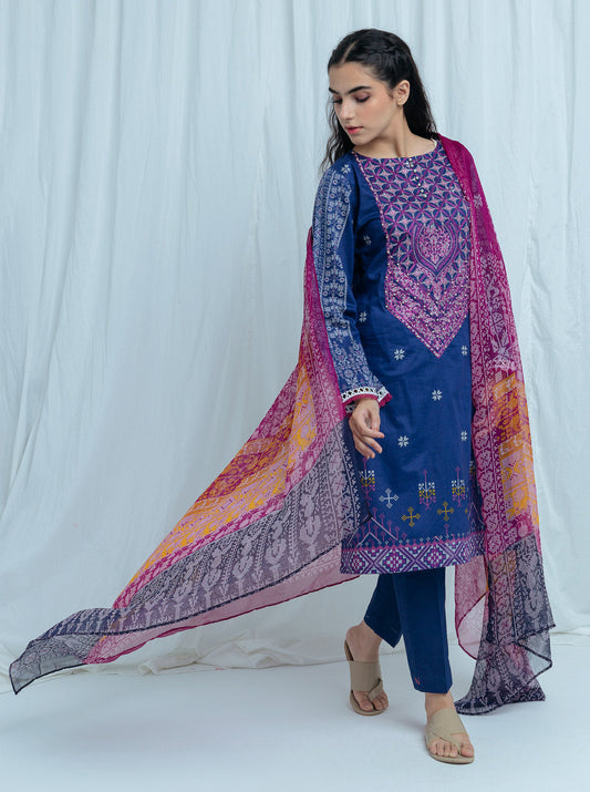 Beechtree - Luxurious Blue-Embroidered-3P (UNSTITCHED)