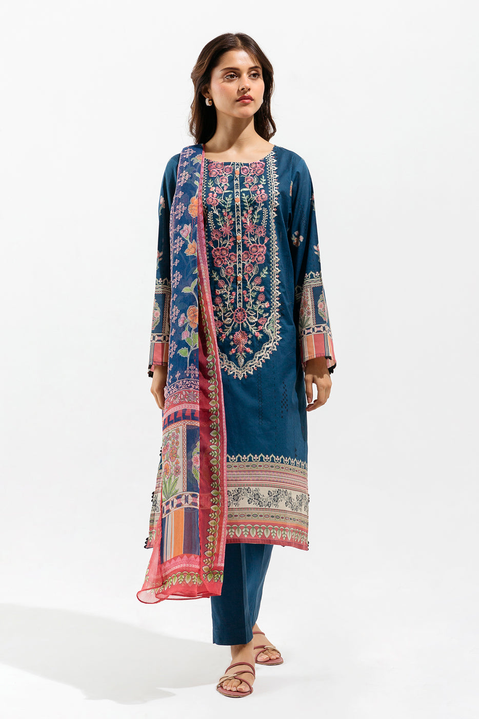 Beechtree - 2 PIECE - EMBROIDERED LAWN SUIT - PRUSSIAN VERVE